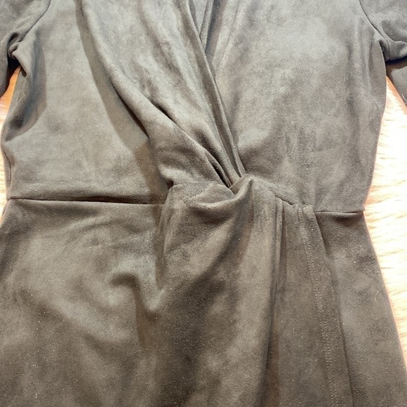 J. McLaughlin Faux Suede Faux Wrap Black Mini Dress - Picture 7 of 12